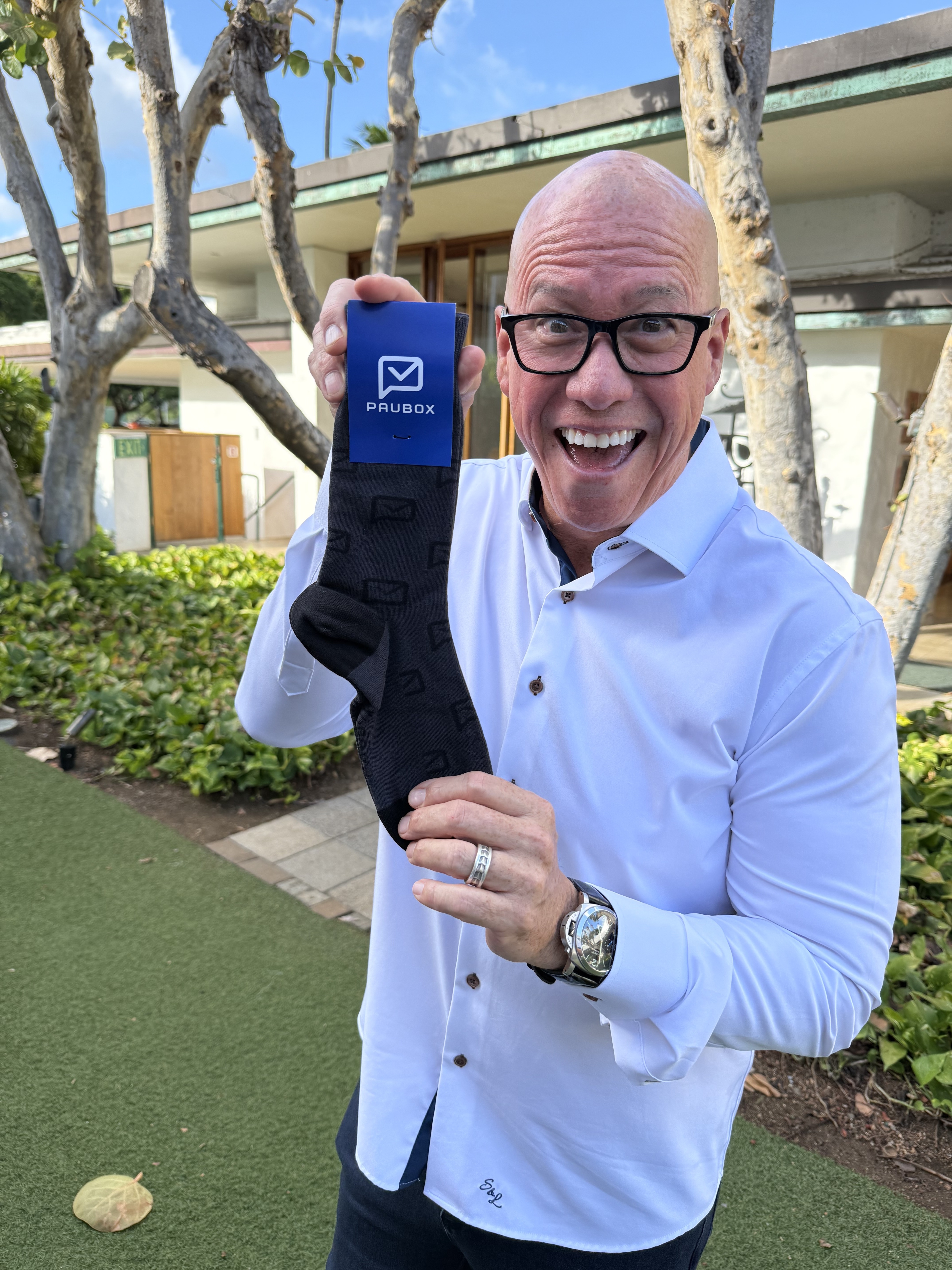 Fred Noa (Principal, Blue Rock Partners) with the black-on-black Pausox | Paubox Social Mixer in Honolulu