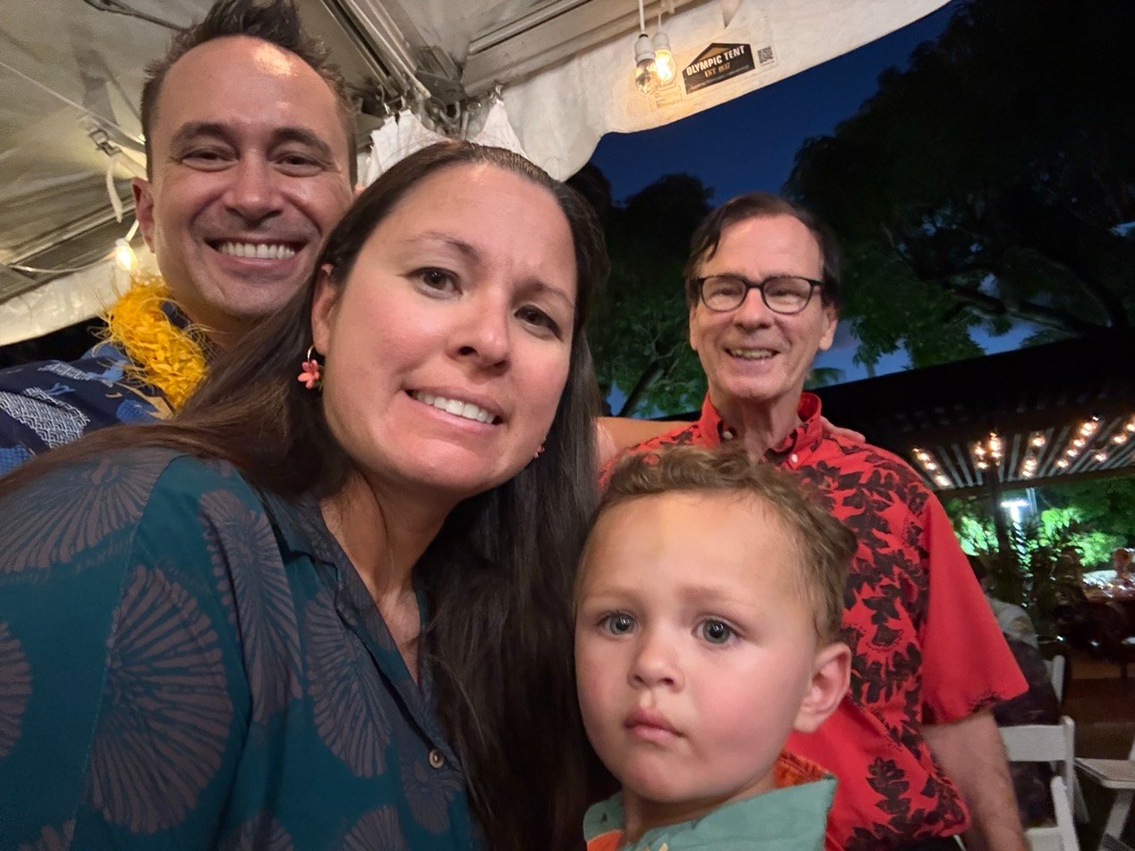 Selfie with my wonderful wife Lisa, my son Moʻokai, and Roger | Paubox Social Mixer in Honolulu