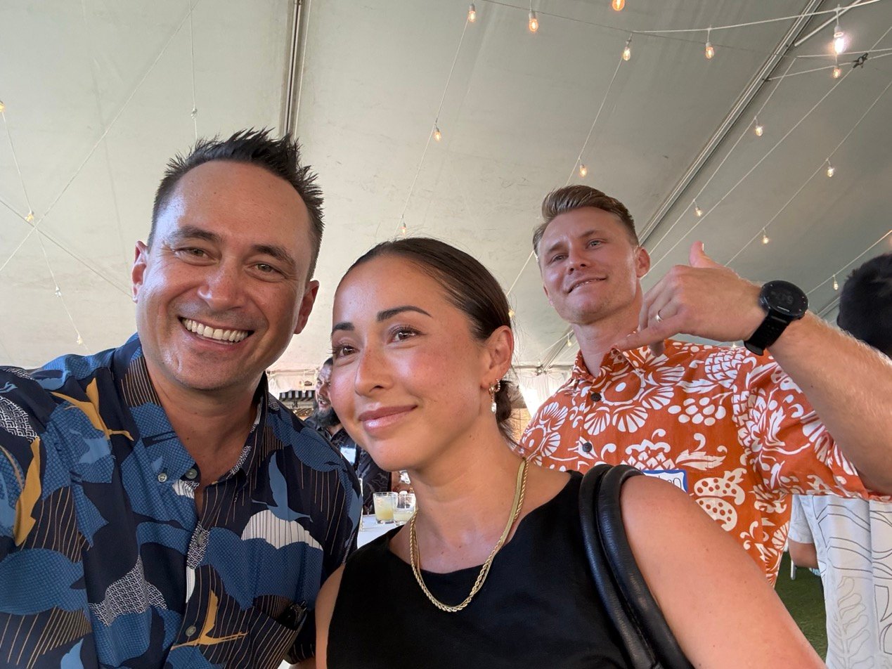 Sophia McFadden (Account Executive, GuidePoint Security) went to high school with Mountan Mitchell (right) | Paubox Social Mixer in Honolulu