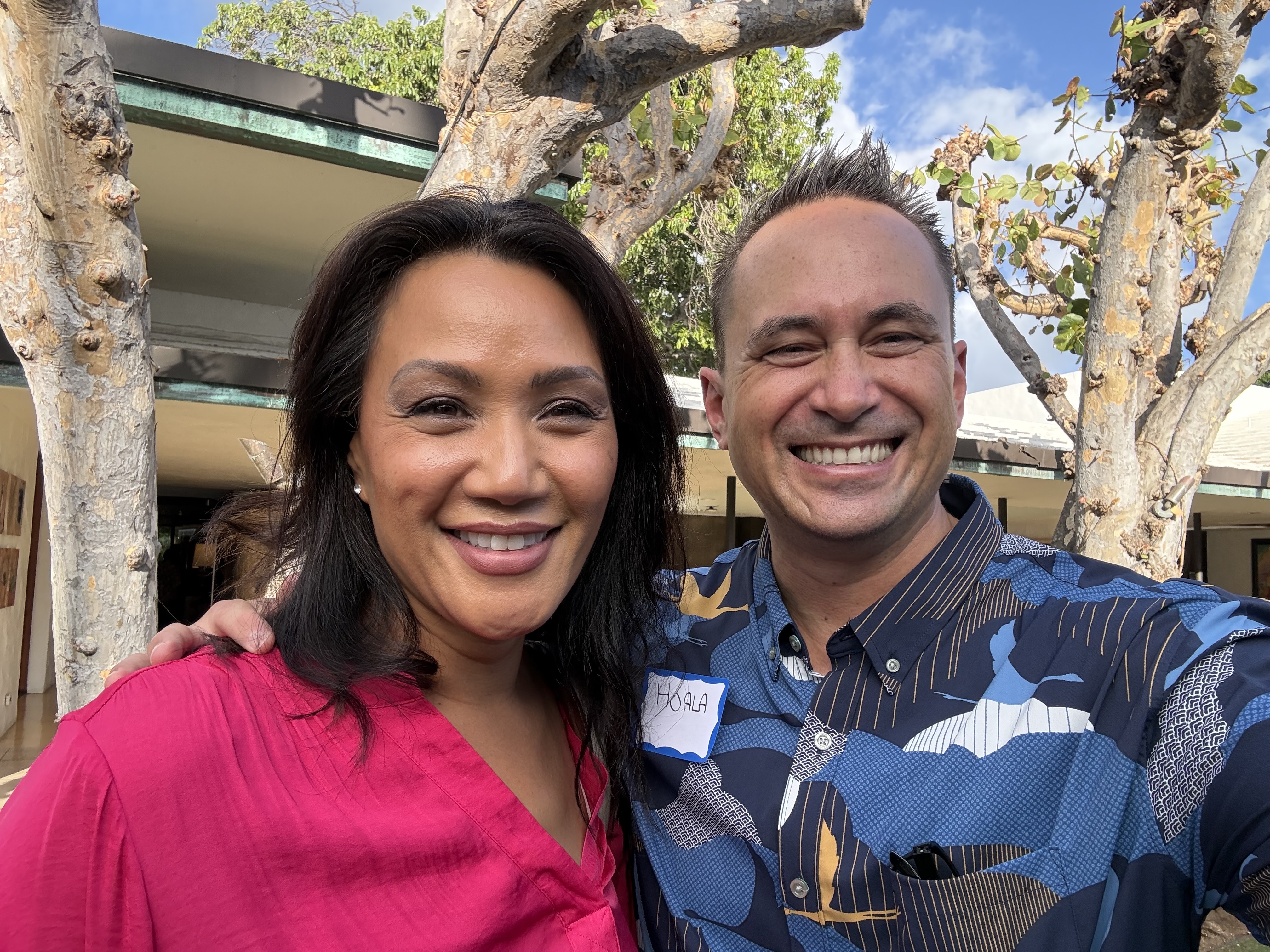 Hoala Greevy with Miki Hardisty (CEO, Olelo Intelligence), a remarkable tech entrepreneur | Paubox Social Mixer in Honolulu
