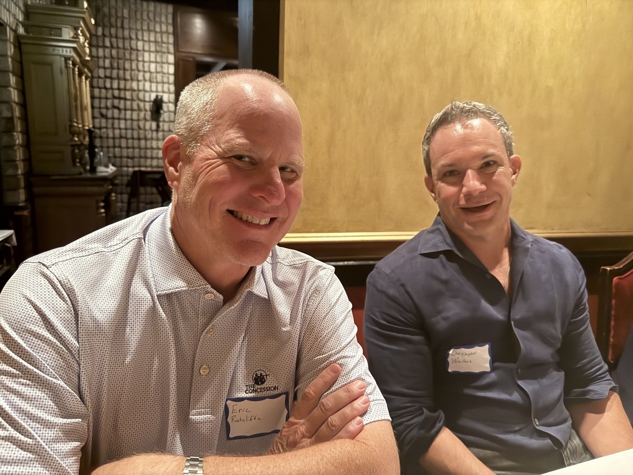 Left to right: Eric Ratcliffe (Director of Compliance Strategy, 360 Advanced) brought Christopher Wallace (CISO, BHcare) as his guest | The Paubox Table: Dinner in Tampa