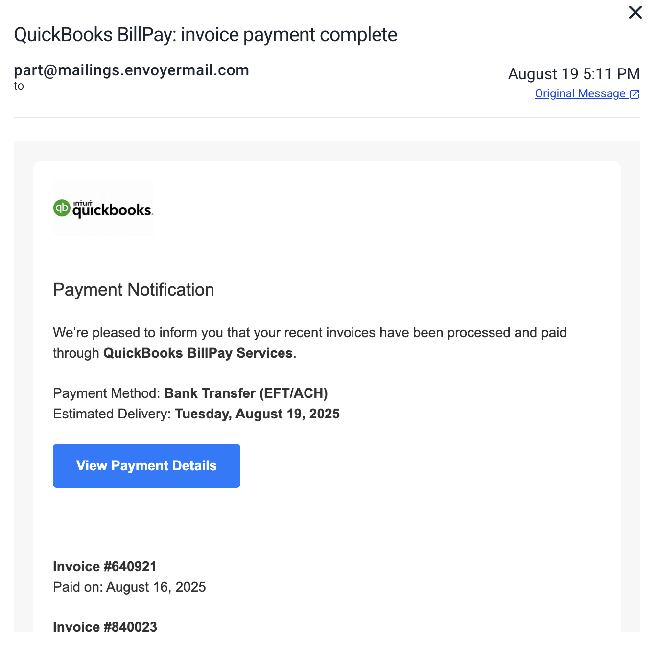 Fake invoice screenshot | Paubox Inbound Security: Stopping Email Threats with Generative AI