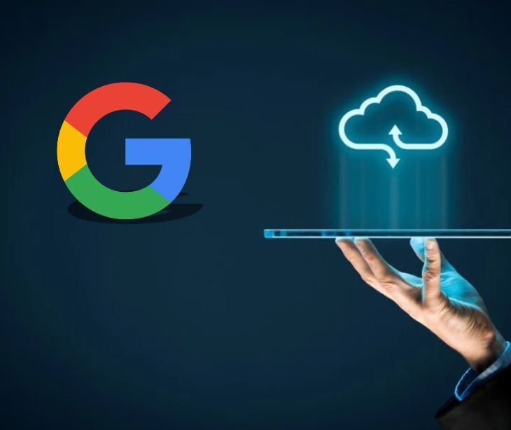 digital cloud with google logo