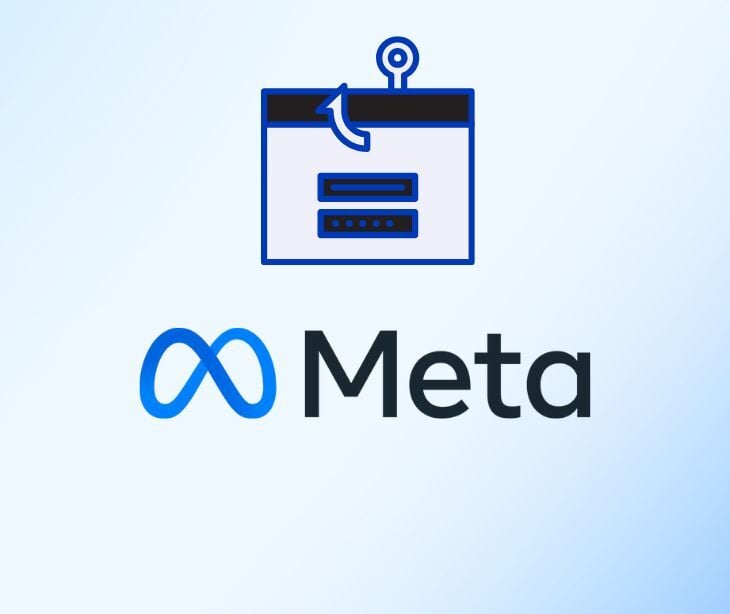meta logo with phishing icon