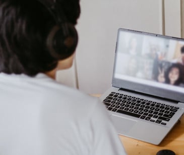 person on video call