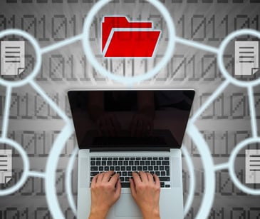 computer with digital file icons