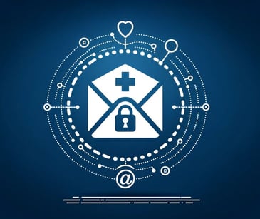 email icon with healthcare symbol and security lock