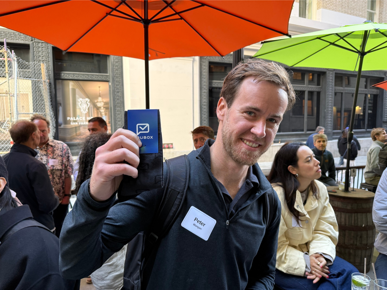 Peter Mangan (Co-Founder, Clark Street Health) sporting the latest Pausox&nbsp;| Paubox Social Mixer in SF (+ World Cup Watch Party 🌎⚽)