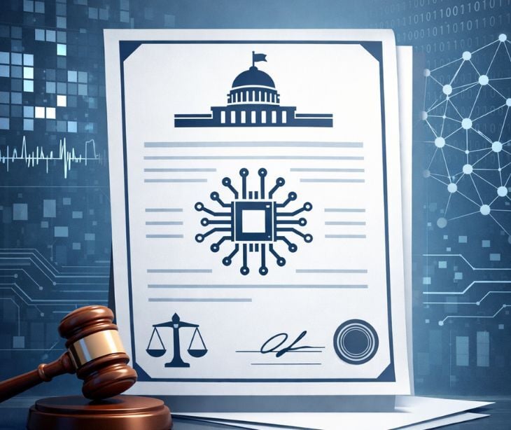 government bill with AI symbol and digital background