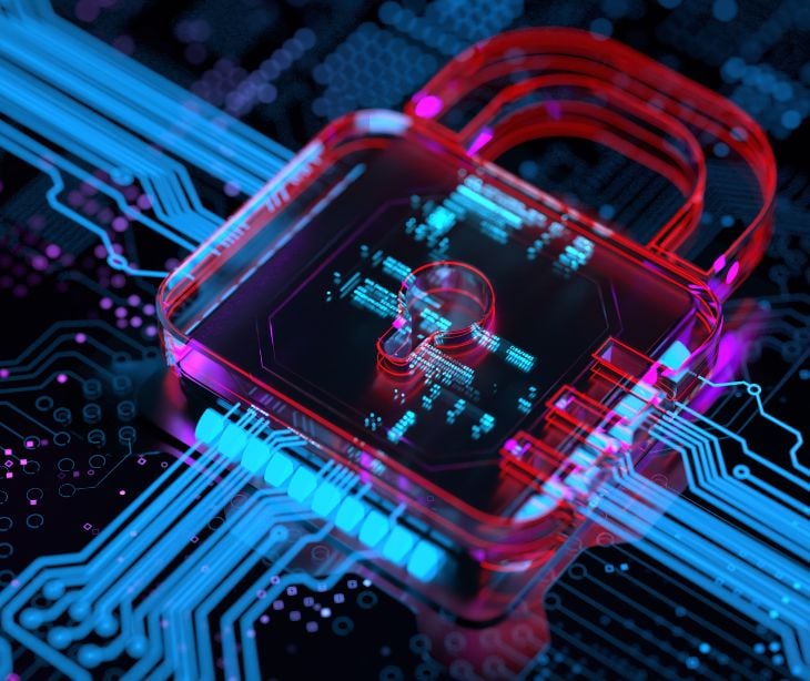 red digital security lock