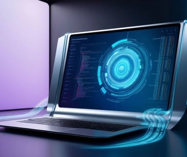 laptop with digital icon