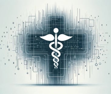 digital medical symbol in blue and white