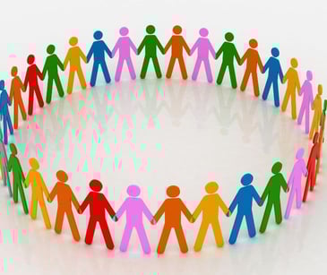 people icons holding hands in a circle