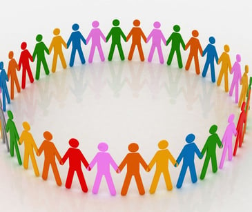 people icons holding hands in a circle
