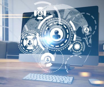 digital person icons over computer