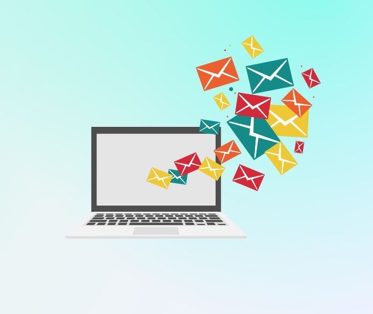 emails floating off laptop screen