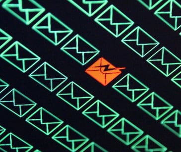 envelope icons in a row on digital screen with red envelope icon