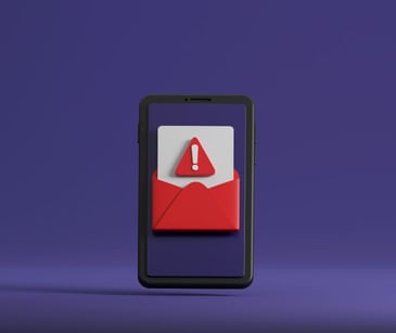 smartphone with red caution envelope graphic
