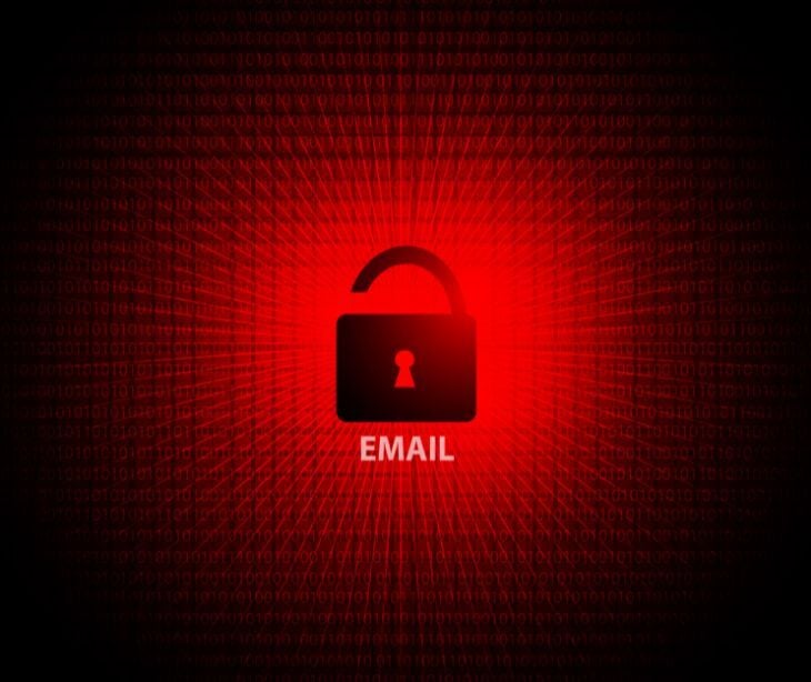 red security lock with email text