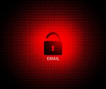 red security lock with email text