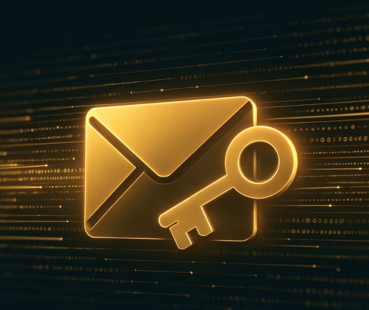 digital email icon with key