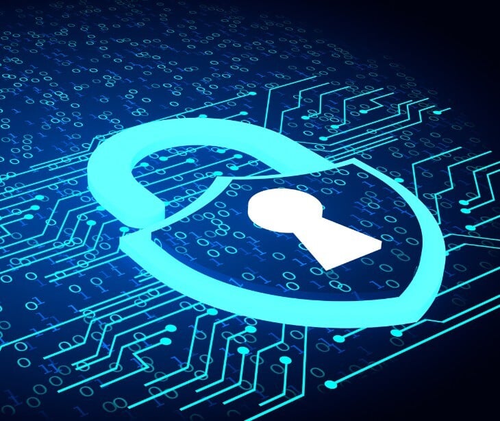 Image of a lock with a blue background. 