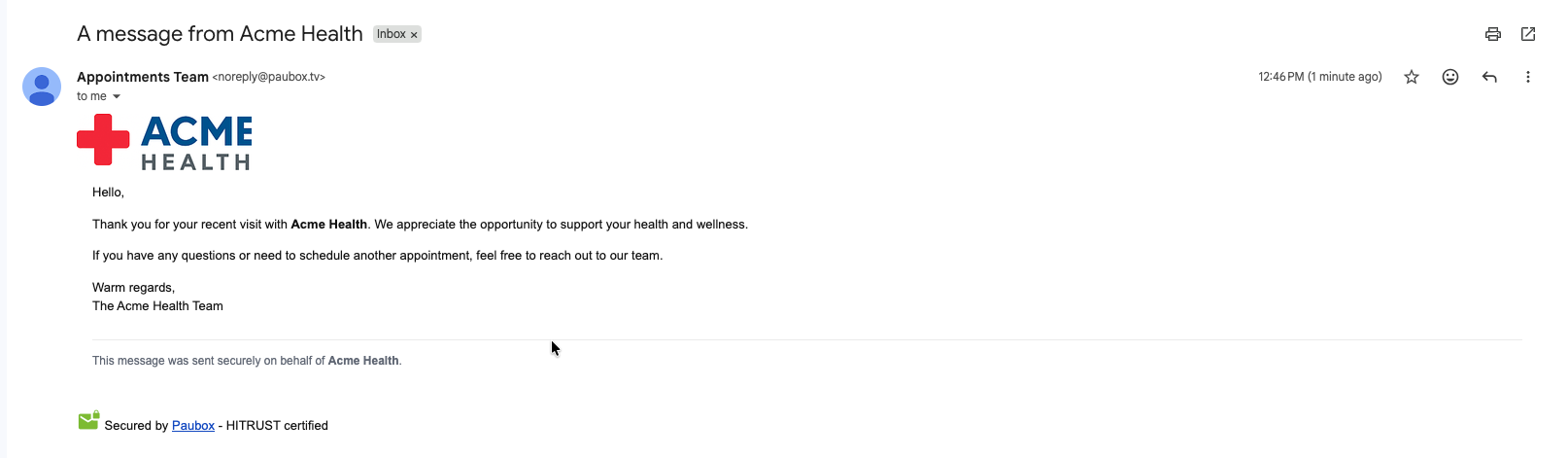 Here's how the emails we sent look in the recipients' inbox