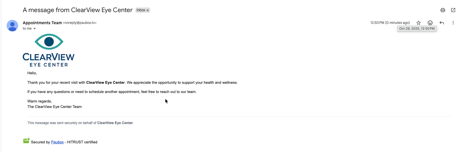 Here's how the emails we sent look in the recipients' inbox