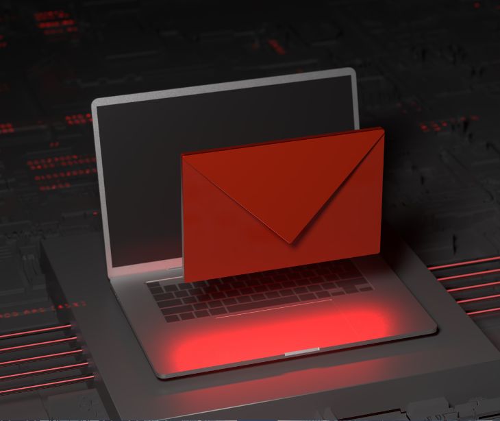 red email icon on laptop