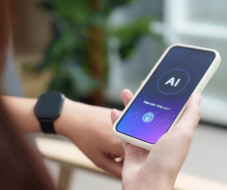 Image of AI on someone's phone. 