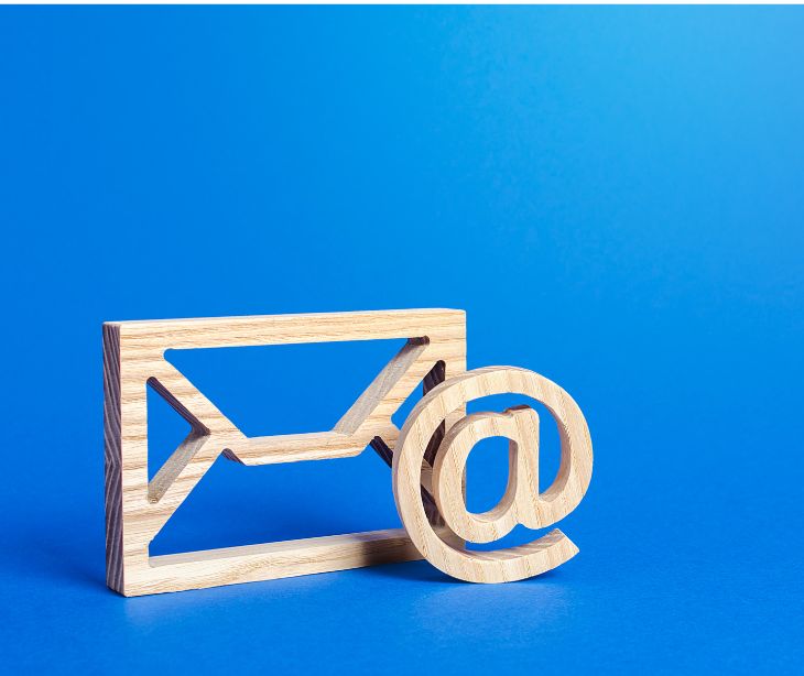 email symbol on blue background