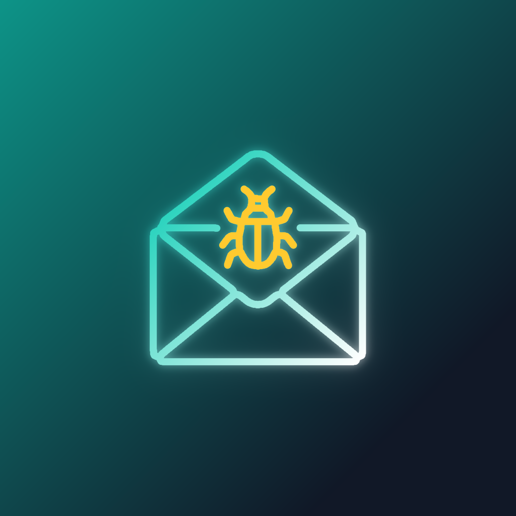 Open envelope with a simple bug on it