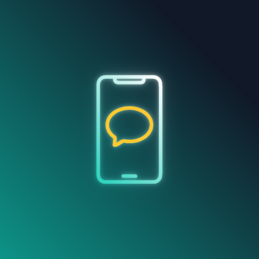 Smartphone with a large chat bubble on its screen