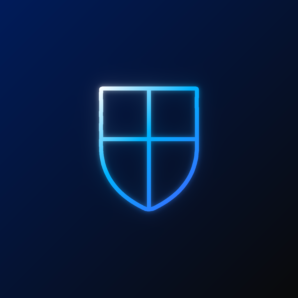 Shield split into four panels by a cross