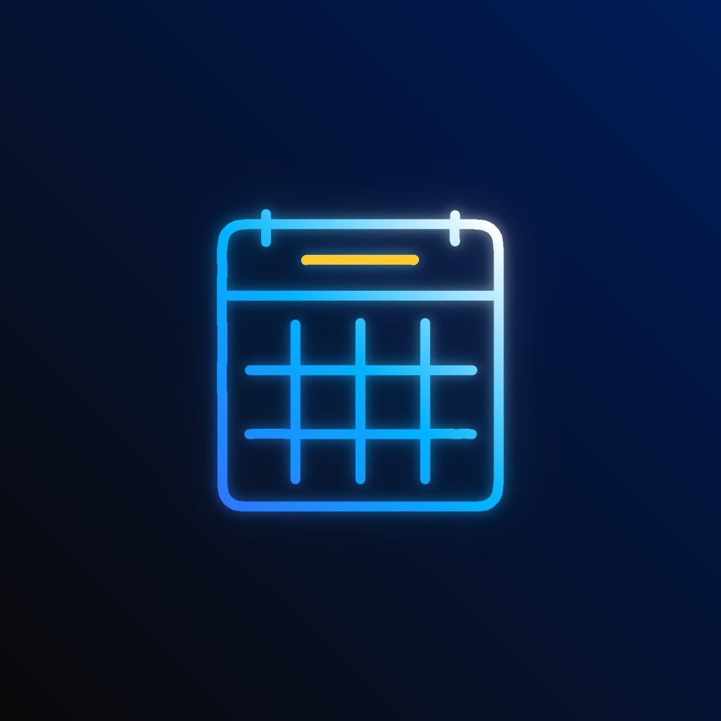 Wall calendar page with two binding rings, a header bar, and a grid of days