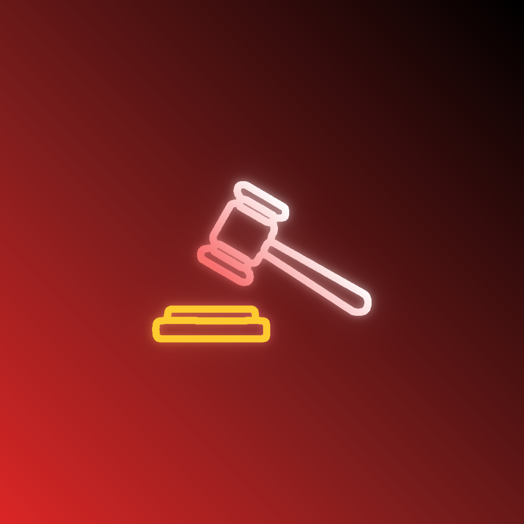 Gavel raised above its sound block