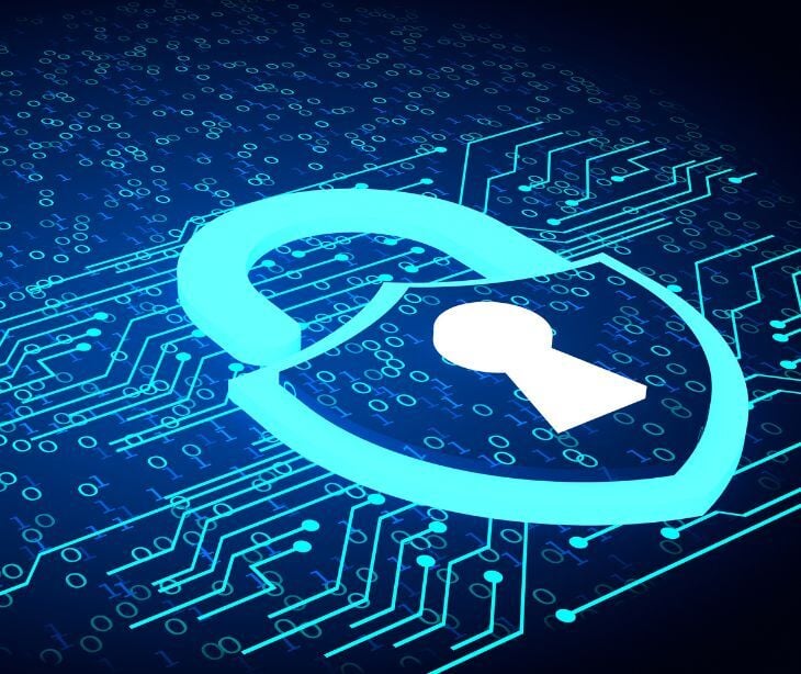 Image of a lock with a blue background. 