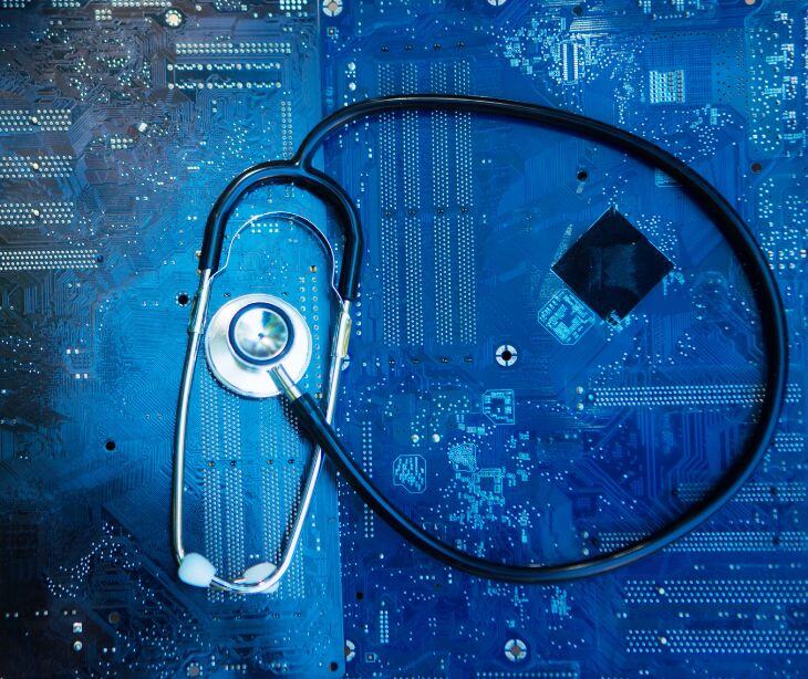 stethoscope on digital background