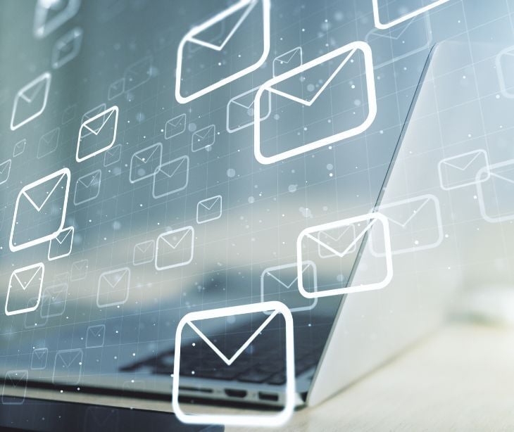 Image of email icons on a screen. 