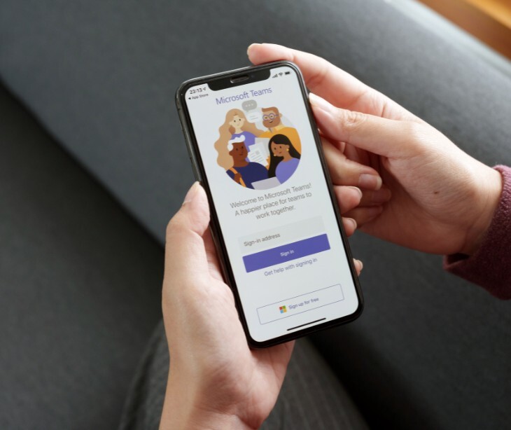 Image of Microsoft Teams open on a cell phone. 