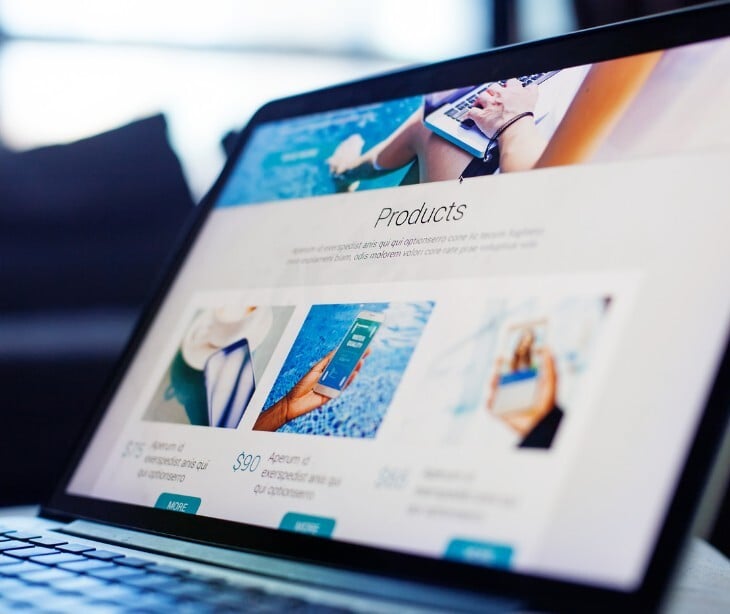 Image of a laptop with a website open on it. 