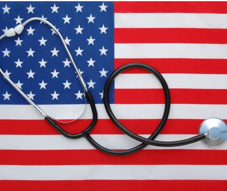 american flag and stethoscope