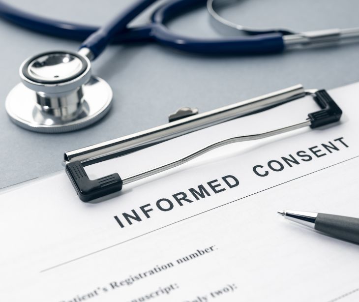 informed consent form with stethoscope