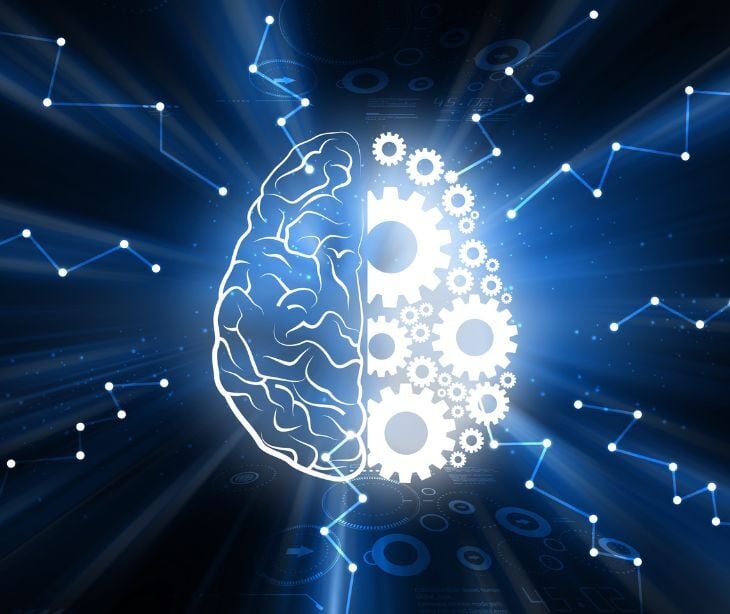 Image of a brain that is part robotic. 