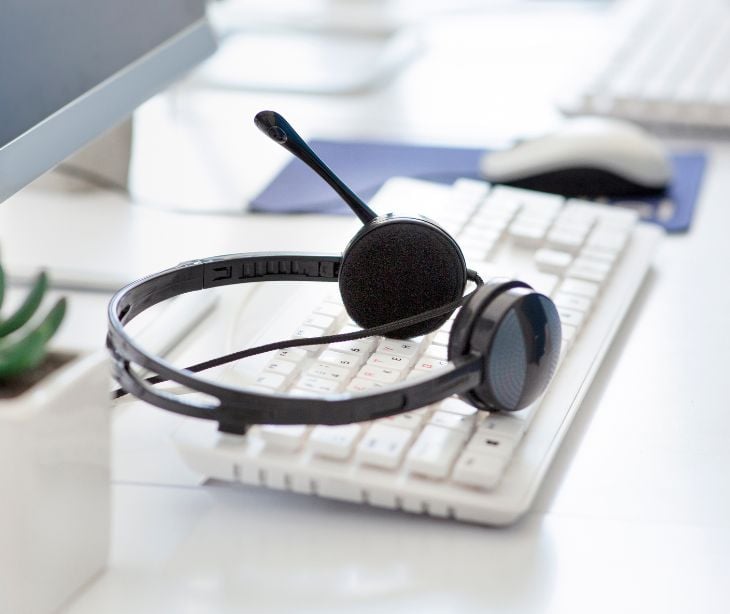 headphones on keyboard