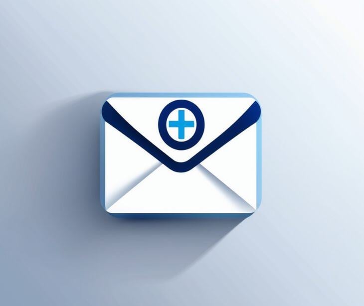 healthcare symbol on envelope