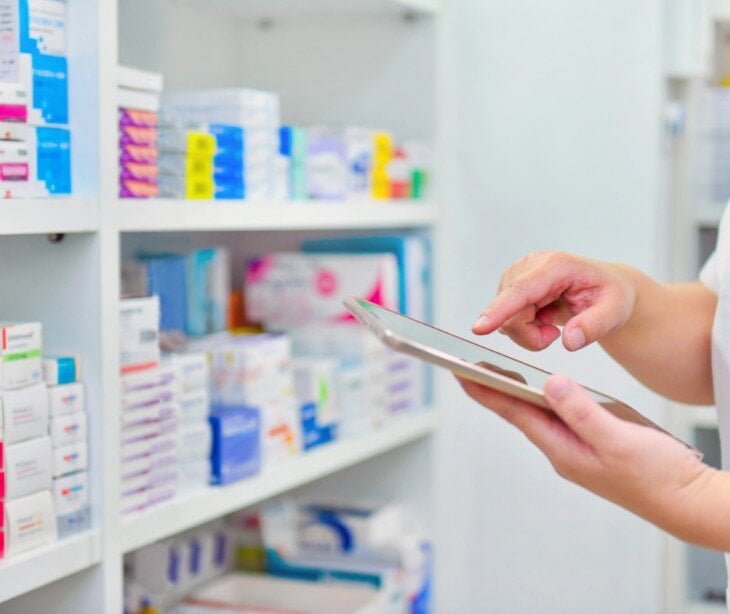 pharmacy shelves