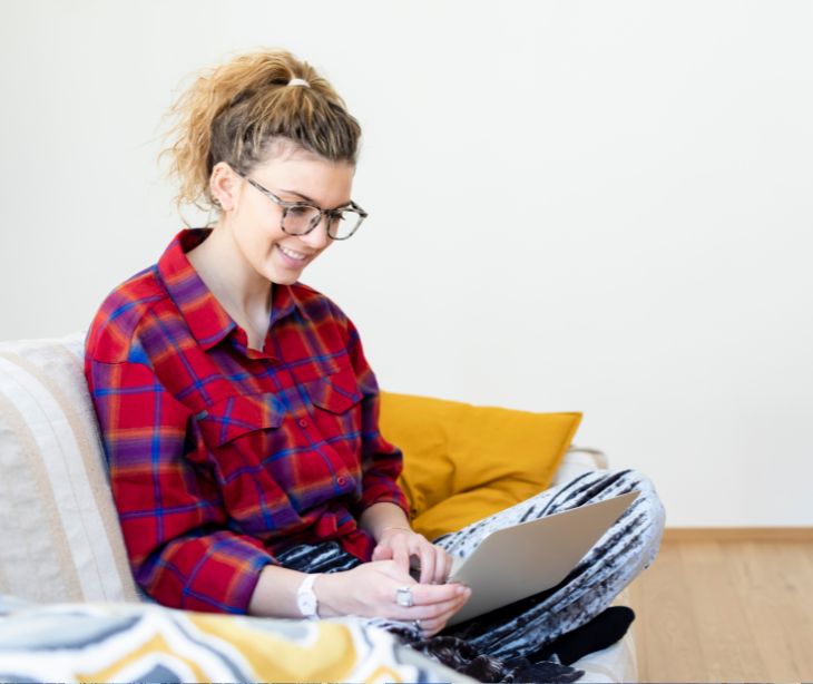 woman using laptop