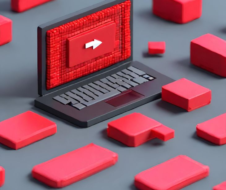 red computer laptop with alert message