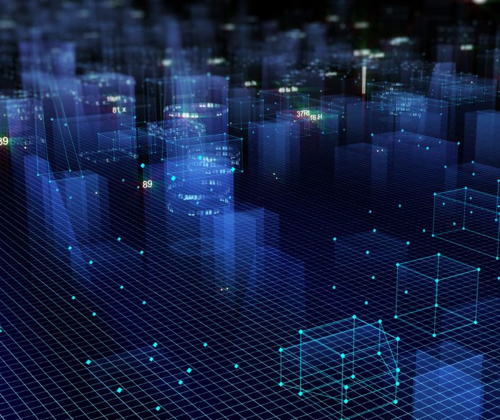 concept of digital data blue blocks